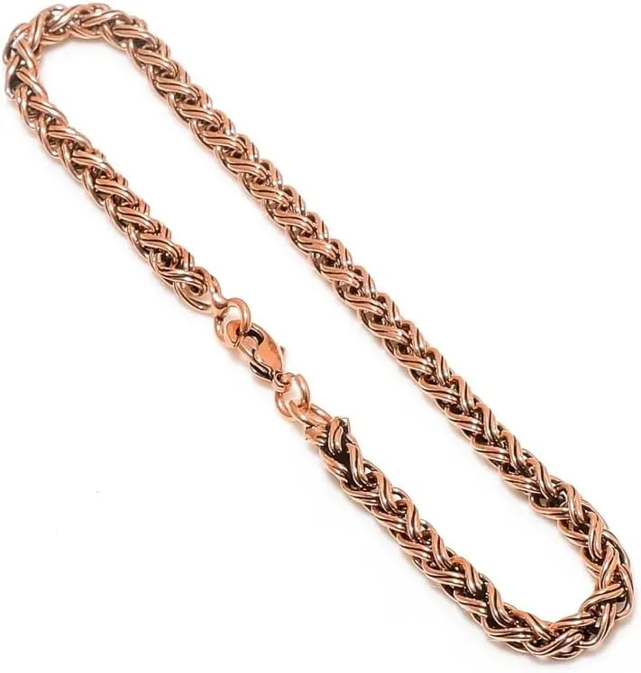 Pure Copper Wheat Chain Unisex Bracelet, 100% Oxidized Copper Chain Bracelet, Solid Copper Bracelet/Anklets Jewelry Eco Friendly Gifts