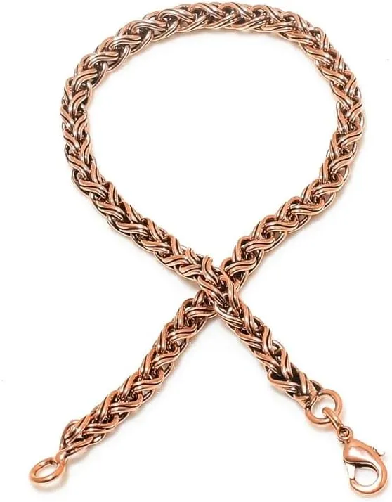 Pure Copper Wheat Chain Unisex Bracelet, 100% Oxidized Copper Chain Bracelet, Solid Copper Bracelet/Anklets Jewelry Eco Friendly Gifts