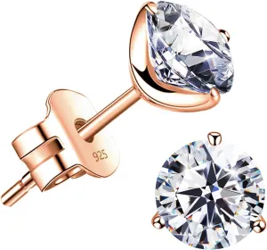 "STUNNING FLAME" 18K Gold Plated Silver Brilliant Cut Simulated Diamond Cubic Zirconia Stud Earrings
