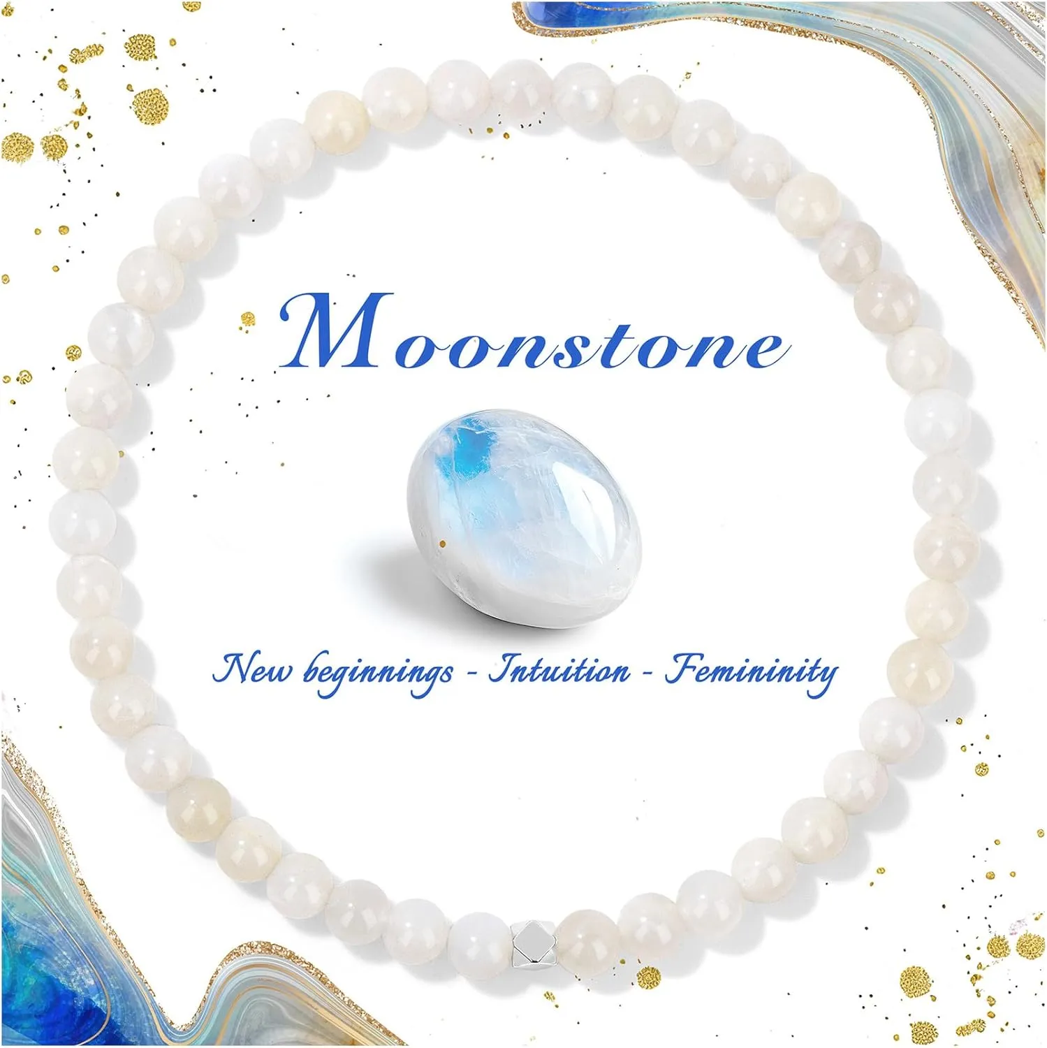 Raicegs 4 6 8MM Beaded Bracelets Healing Crystal Bracelet for Women Men Natural Stone Handmade Stretch Bracelet Reiki Spiritual Jewelry