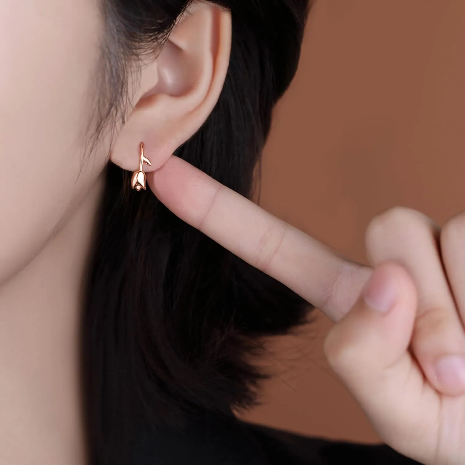 Reffeer Solid 925 Sterling Silver Flower Crawler Cuff Earrings Wraps for Women Teens Tulip Flower Wrap Earrings