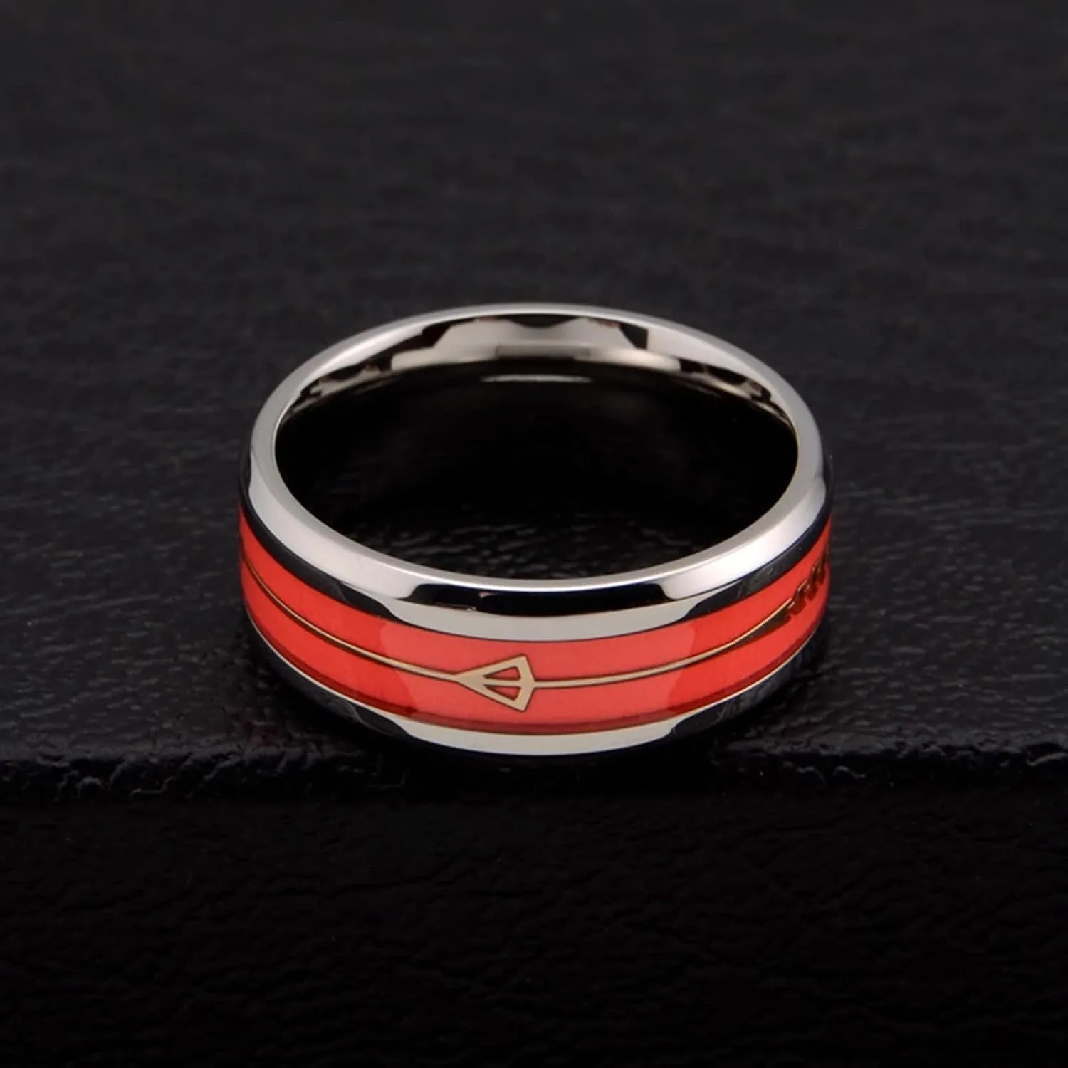 Rings for Men Stainless Steel, Unique Rings Silver Gold Carbon Fiber Glow In The Dark Jewelry Gift for Birthday Party