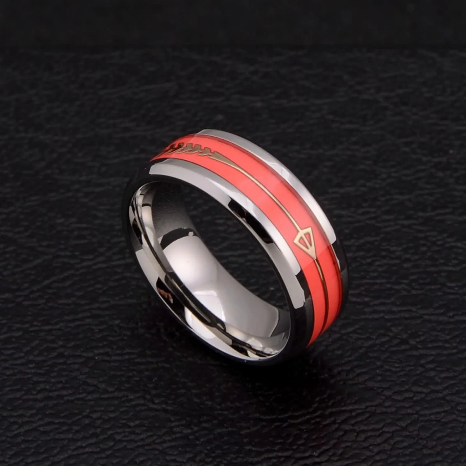 Rings for Men Stainless Steel, Unique Rings Silver Gold Carbon Fiber Glow In The Dark Jewelry Gift for Birthday Party