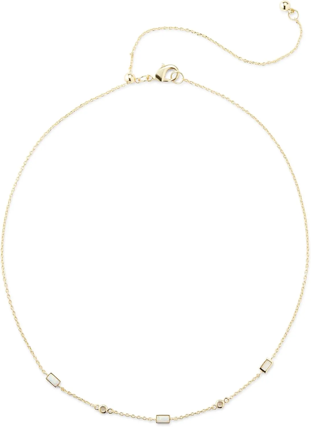 Rocksbox Gem Choker Necklace - Choker Necklace for Women - High Polish Plating with White Opal and Cubic Zirconia - Premium Quality Jewelry - 14" with Extender