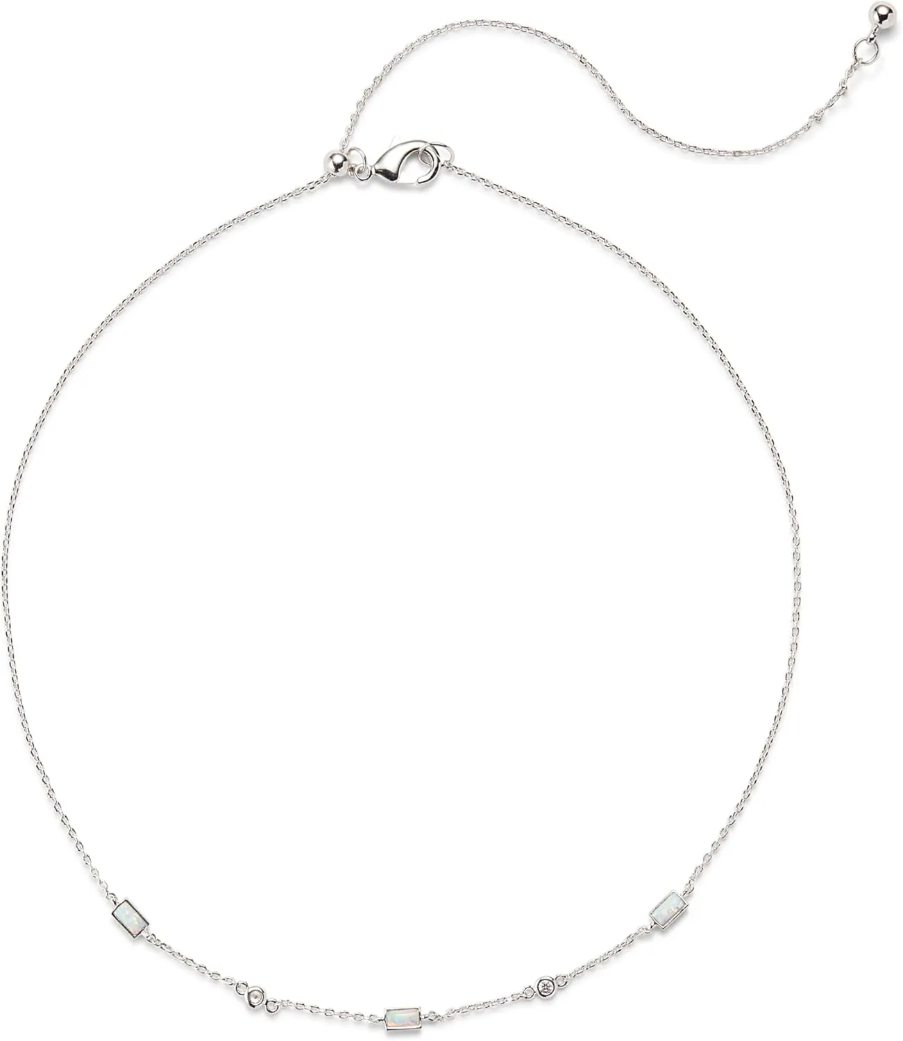 Rocksbox Gem Choker Necklace - Choker Necklace for Women - High Polish Plating with White Opal and Cubic Zirconia - Premium Quality Jewelry - 14" with Extender