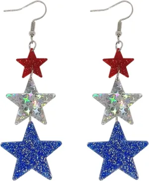 ROSTIVO Star Earrings for Women 4th of July Red White and Blue Acrylic Earrings Patriotic Earrings