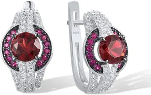 Santuzza 925 Sterling Silver Gemstone Cubic Zirconia Huggie Earrings for Women