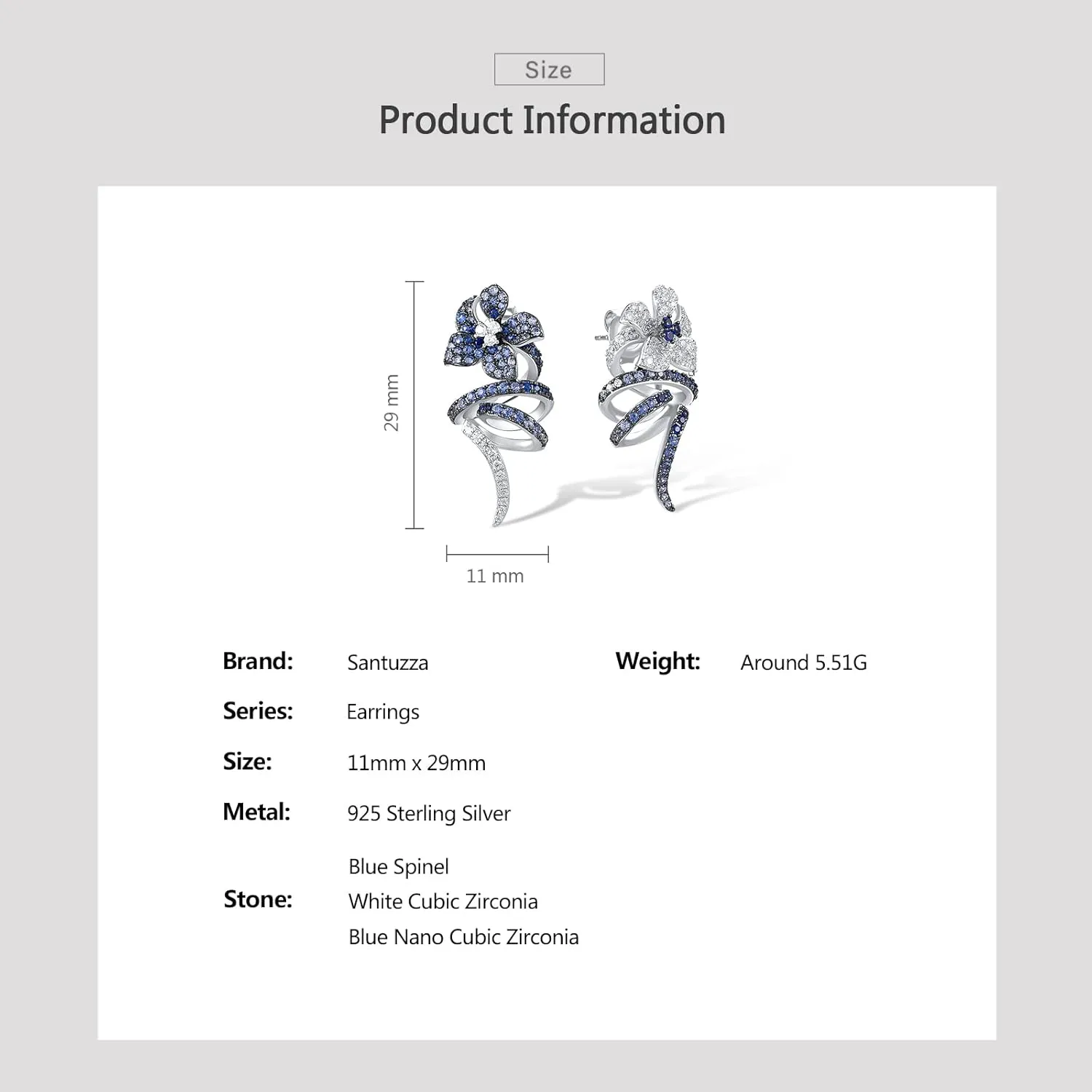 Santuzza 925 Sterling Silver Gemstone Fancy Dangling Stud Earrings for Women