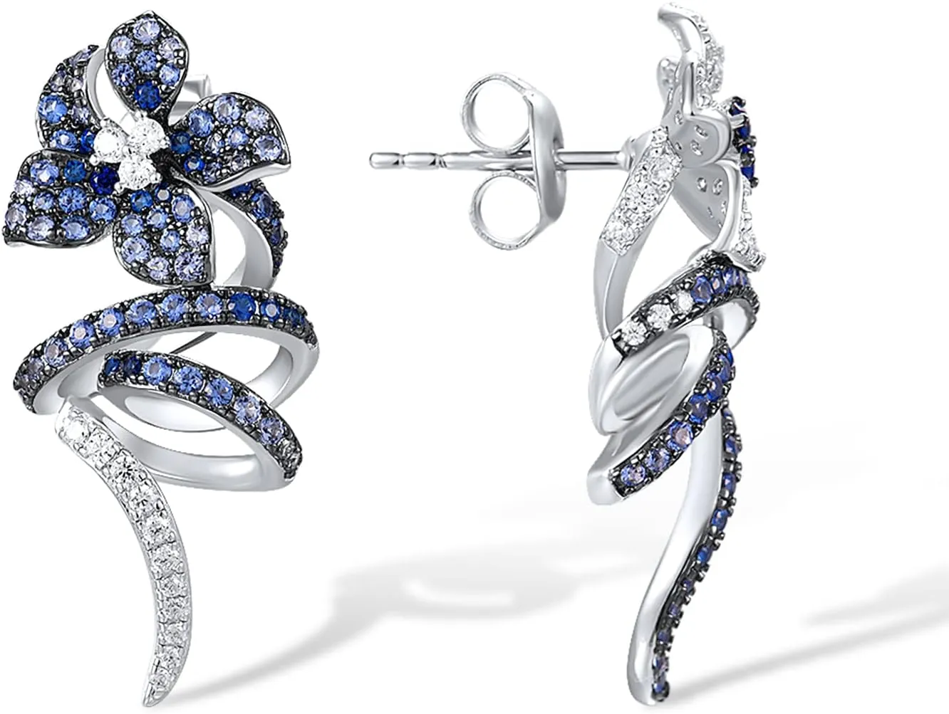 Santuzza 925 Sterling Silver Gemstone Fancy Dangling Stud Earrings for Women