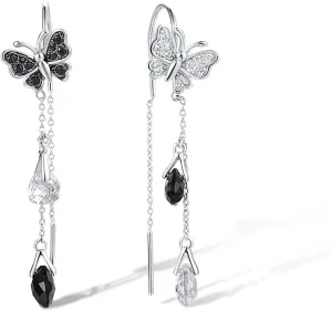 Santuzza 925 Sterling Silver Threader Earrings White Cubic Zirconia Drop Earring