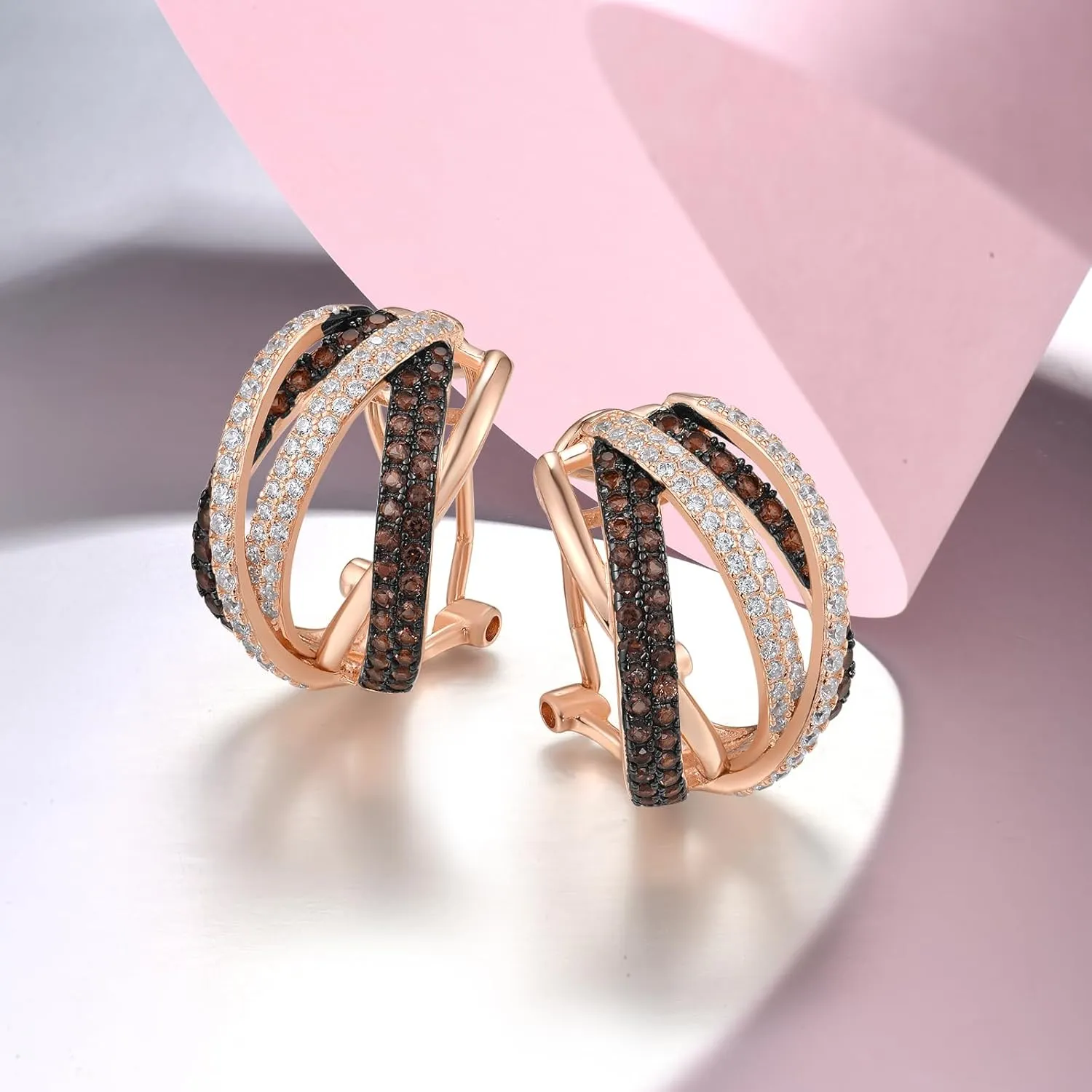 Santuzza 925 Sterling Silver Twisted Omega Back Earrings for Women