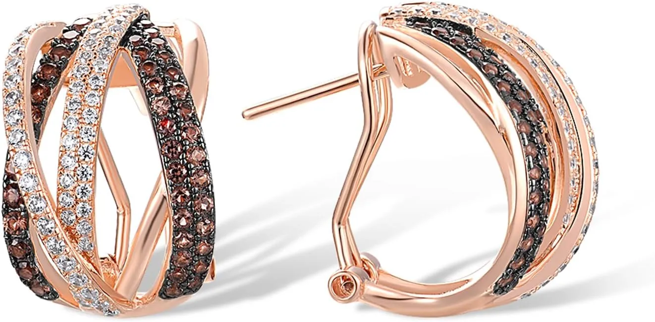 Santuzza 925 Sterling Silver Twisted Omega Back Earrings for Women