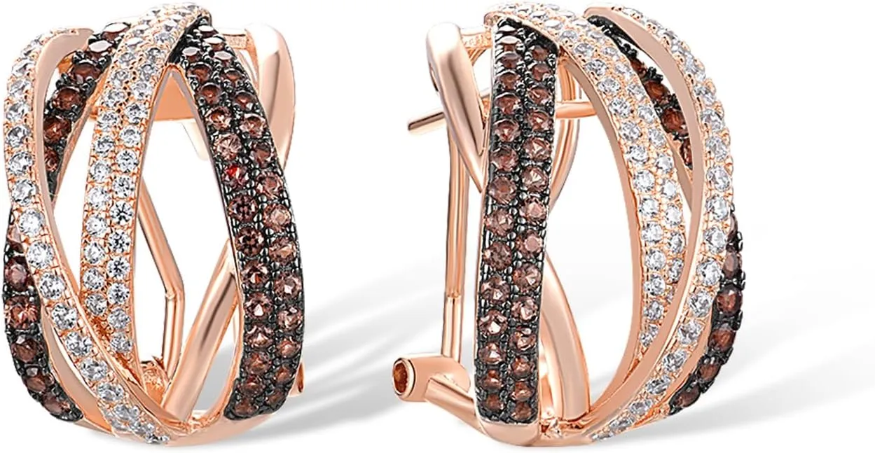 Santuzza 925 Sterling Silver Twisted Omega Back Earrings for Women