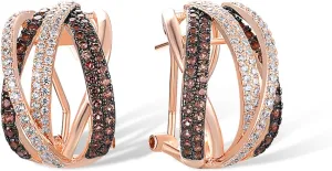 Santuzza 925 Sterling Silver Twisted Omega Back Earrings for Women