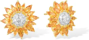 Santuzza Sterling Silver Gemstone Flower Earrings for Women