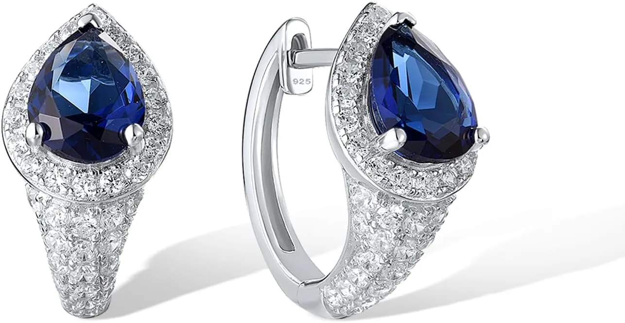 Santuzza Sterling Silver Hoop Earrings Cubic Zirconia Round Cuff Pierced Earrings for Women