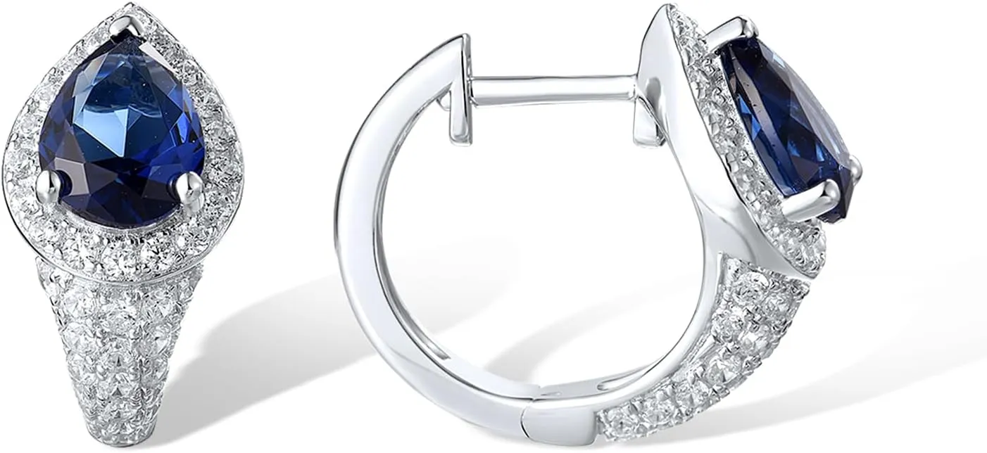 Santuzza Sterling Silver Hoop Earrings Cubic Zirconia Round Cuff Pierced Earrings for Women