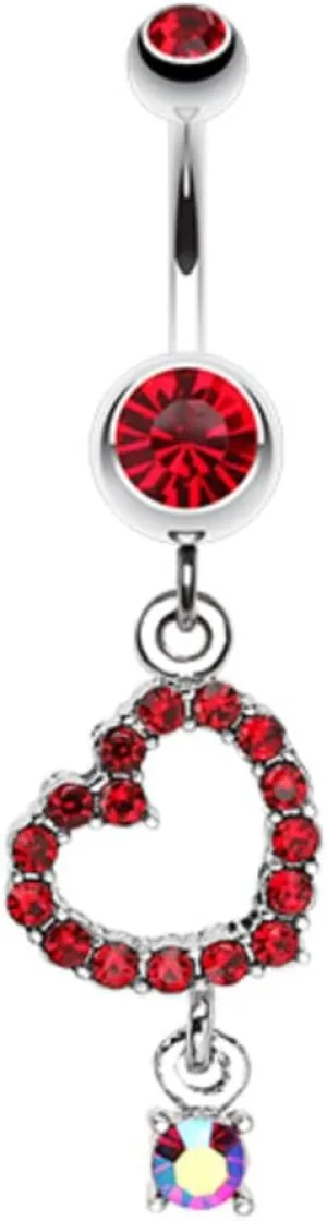 Shimmering Heart Gem Dangle WildKlass Belly Button Ring