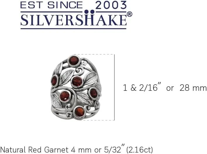 Silvershake Natural or Created Stones 925 Sterling Silver Unique Filigree Leaf Ring Right Hand Jewelry for Women