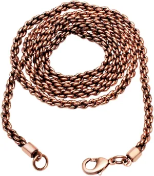 Solid Copper Rope Chain Pure Copper Oxidized Rope Chain Necklace Handmade Copper Chain Necklaces For Women And Mens Chain Thickness 3mm