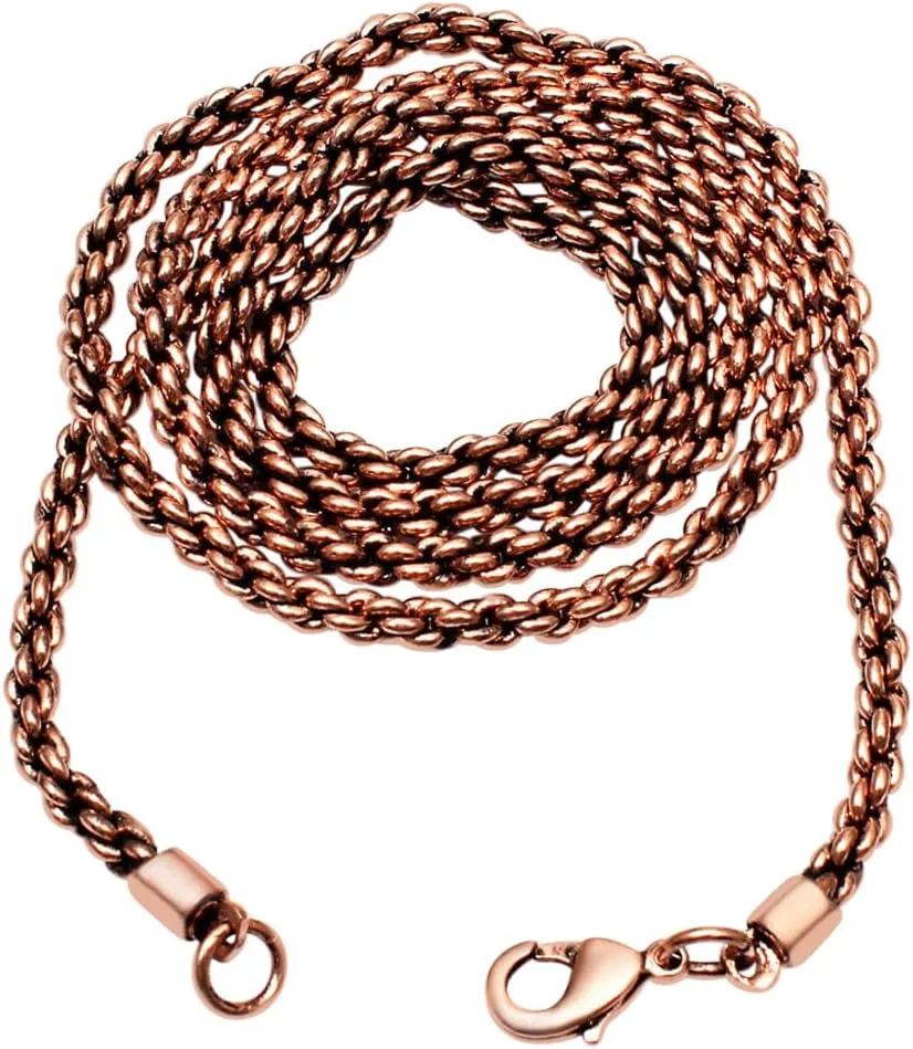 Solid Copper Rope Chain Pure Copper Oxidized Rope Chain Necklace Handmade Copper Chain Necklaces For Women And Mens Chain Thickness 3mm