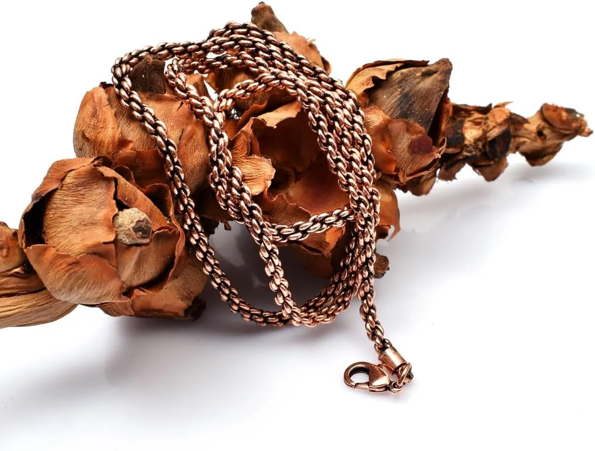 Solid Copper Rope Chain Pure Copper Oxidized Rope Chain Necklace Handmade Copper Chain Necklaces For Women And Mens Chain Thickness 3mm