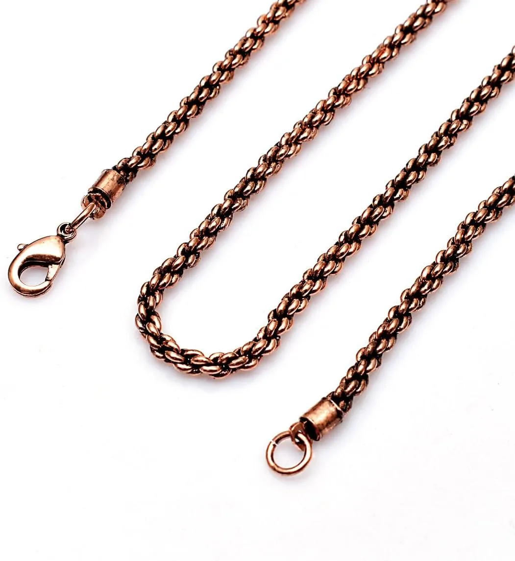 Solid Copper Rope Chain Pure Copper Oxidized Rope Chain Necklace Handmade Copper Chain Necklaces For Women And Mens Chain Thickness 3mm