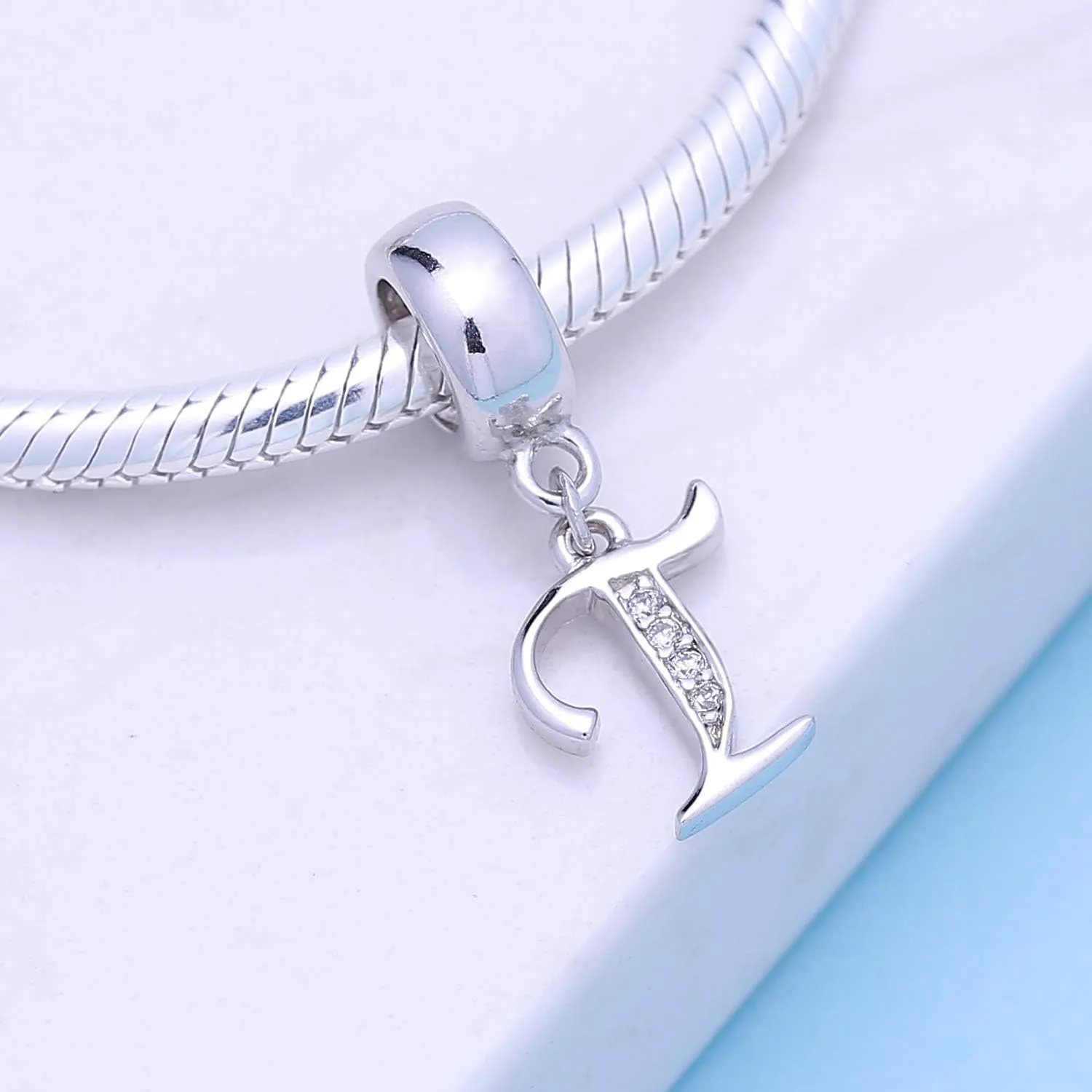 SOUKISS 925 Sterling Silver Letter Beads Initial A-z Dangle Alphabet Crystal Charm Fits European Bracelet Gift for Mother Valentines day