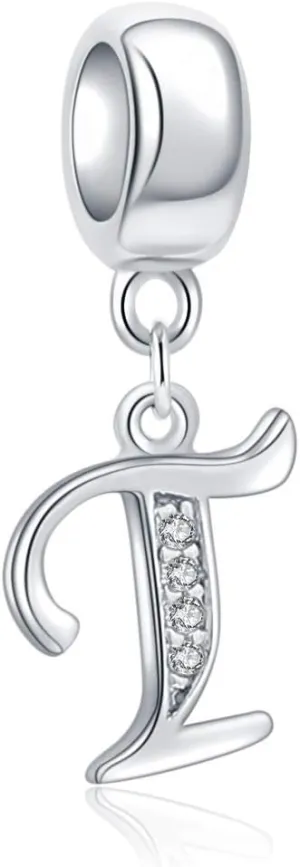 SOUKISS 925 Sterling Silver Letter Beads Initial A-z Dangle Alphabet Crystal Charm Fits European Bracelet Gift for Mother Valentines day