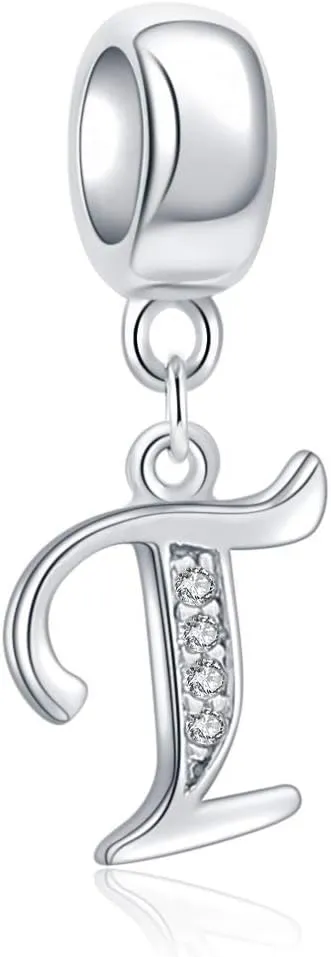 SOUKISS 925 Sterling Silver Letter Beads Initial A-z Dangle Alphabet Crystal Charm Fits European Bracelet Gift for Mother Valentines day