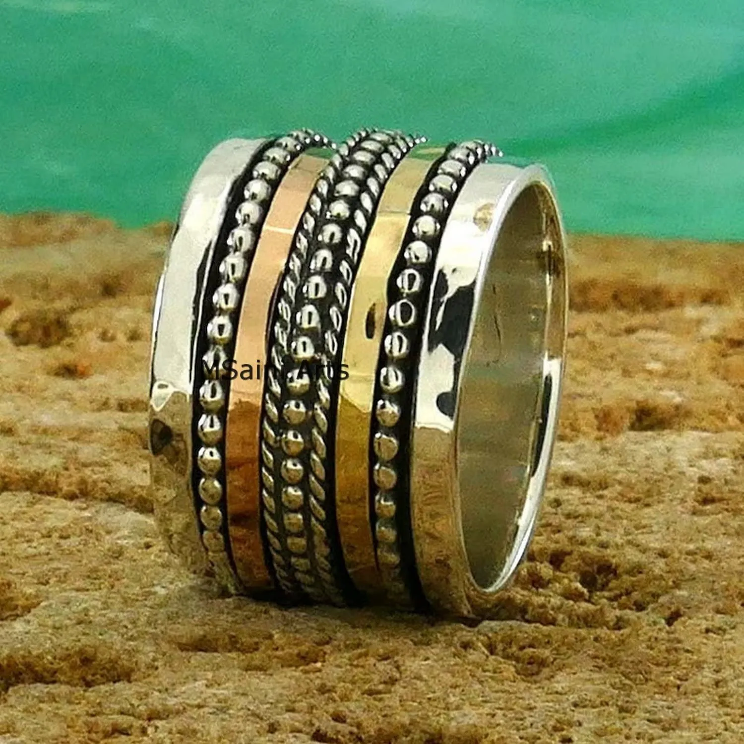 Spinner Ring, Solid 925 Sterling Silver For Womens & Girls, Plain Unique Handcrafted Ring For Her Or Him