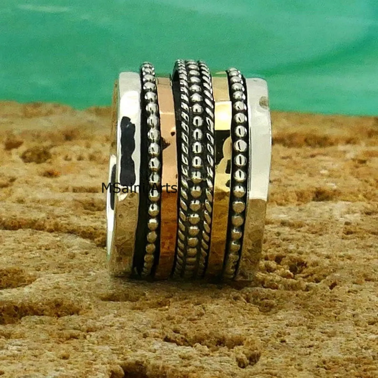 Spinner Ring, Solid 925 Sterling Silver For Womens & Girls, Plain Unique Handcrafted Ring For Her Or Him