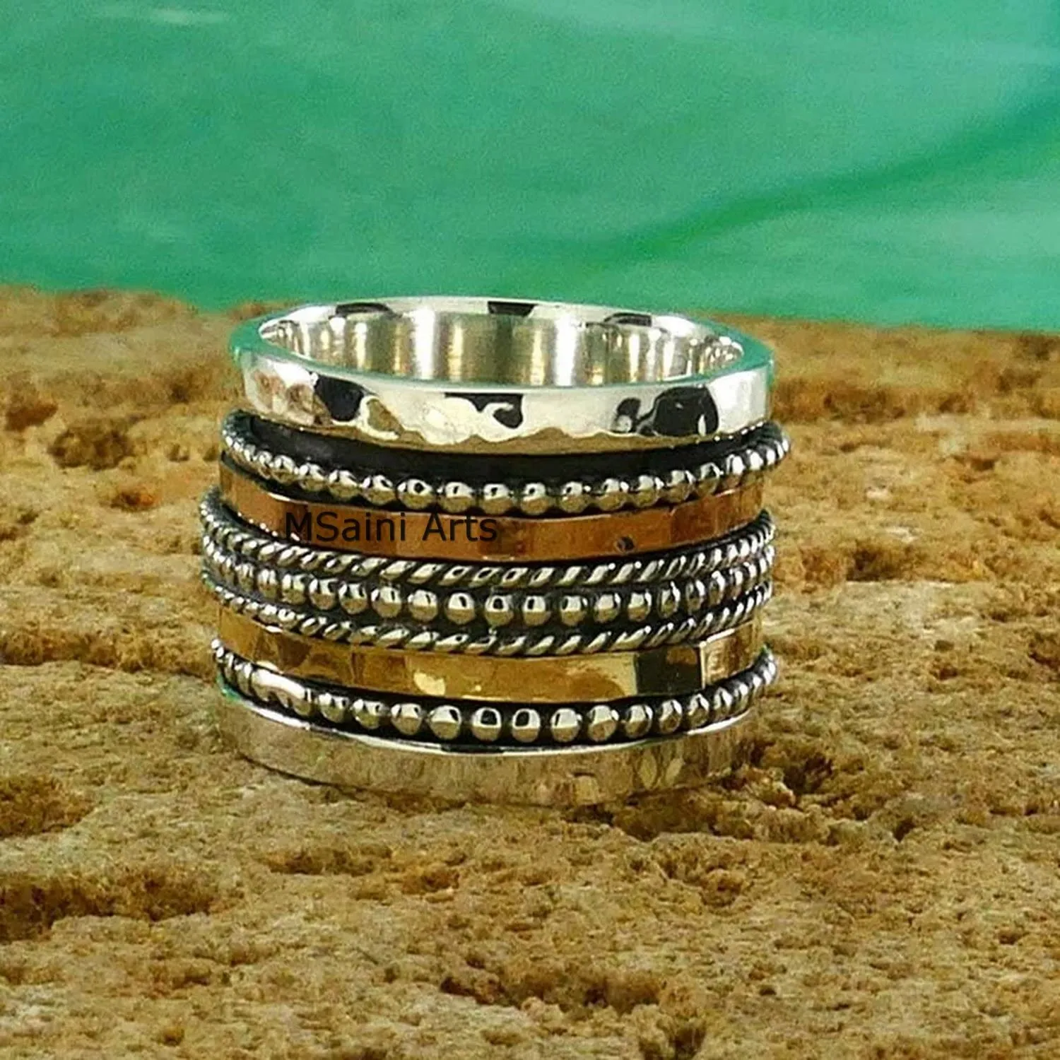 Spinner Ring, Solid 925 Sterling Silver For Womens & Girls, Plain Unique Handcrafted Ring For Her Or Him