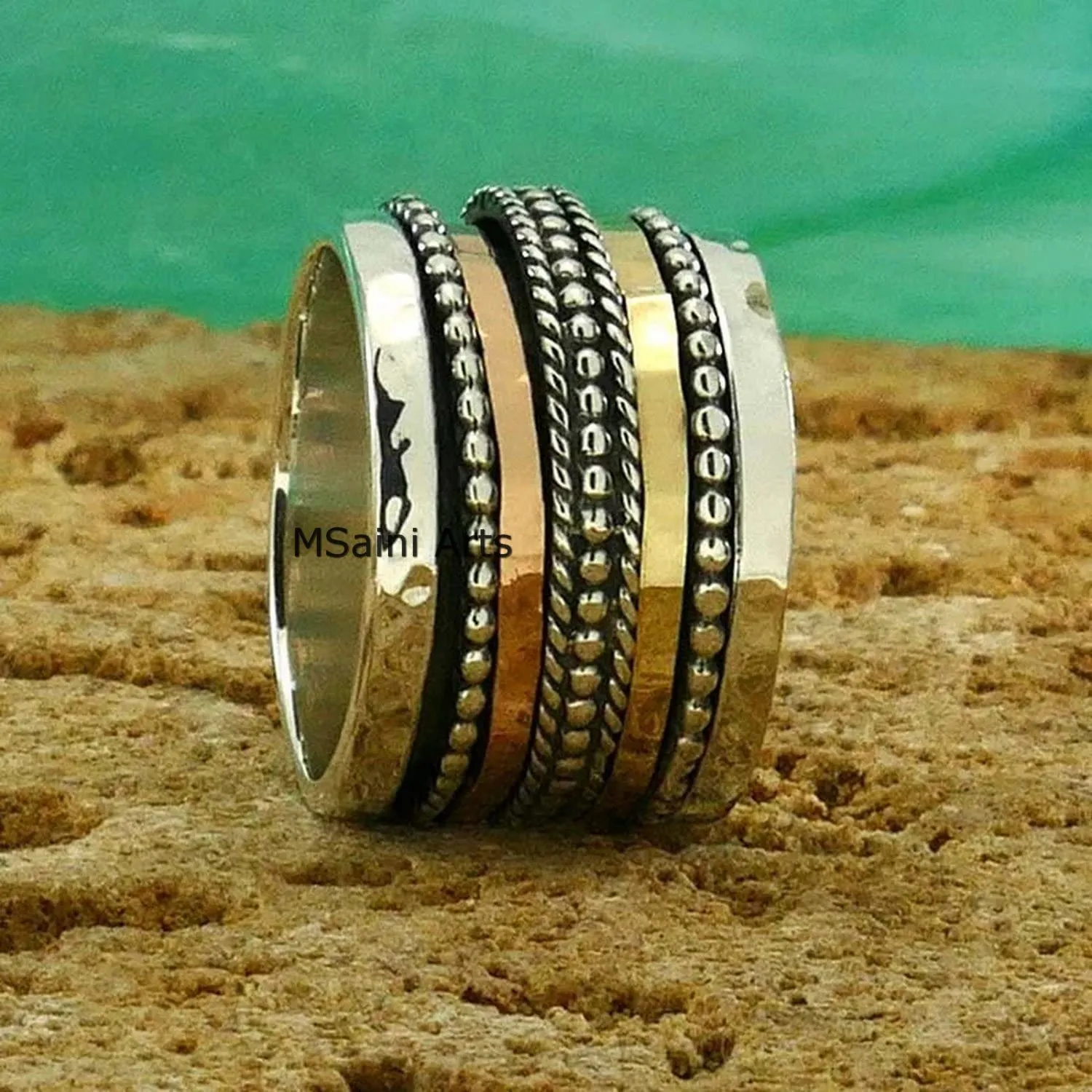 Spinner Ring, Solid 925 Sterling Silver For Womens & Girls, Plain Unique Handcrafted Ring For Her Or Him