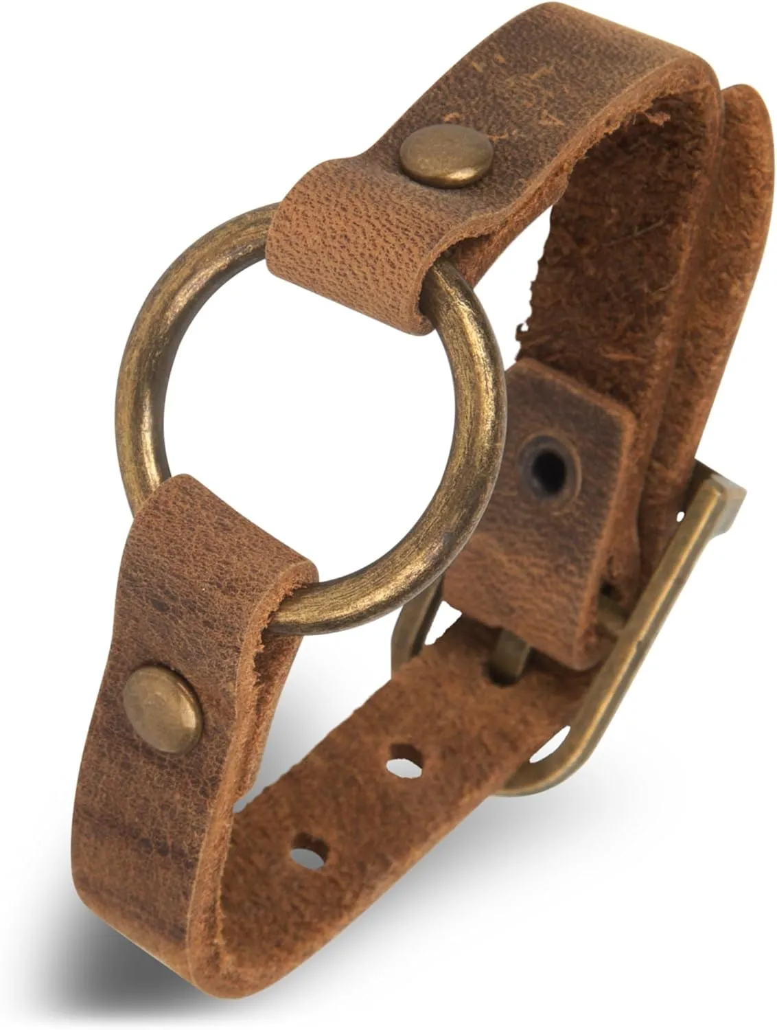 SPUNKYsoul Buckle or 5 Wrap Leather Circle Bracelet - Adjustable Boho-Inspired Leather Bracelet for Women & Men, Unique Distressed Jewelry with Symbolic Circle, Ideal for Everyday Wear & Gifting