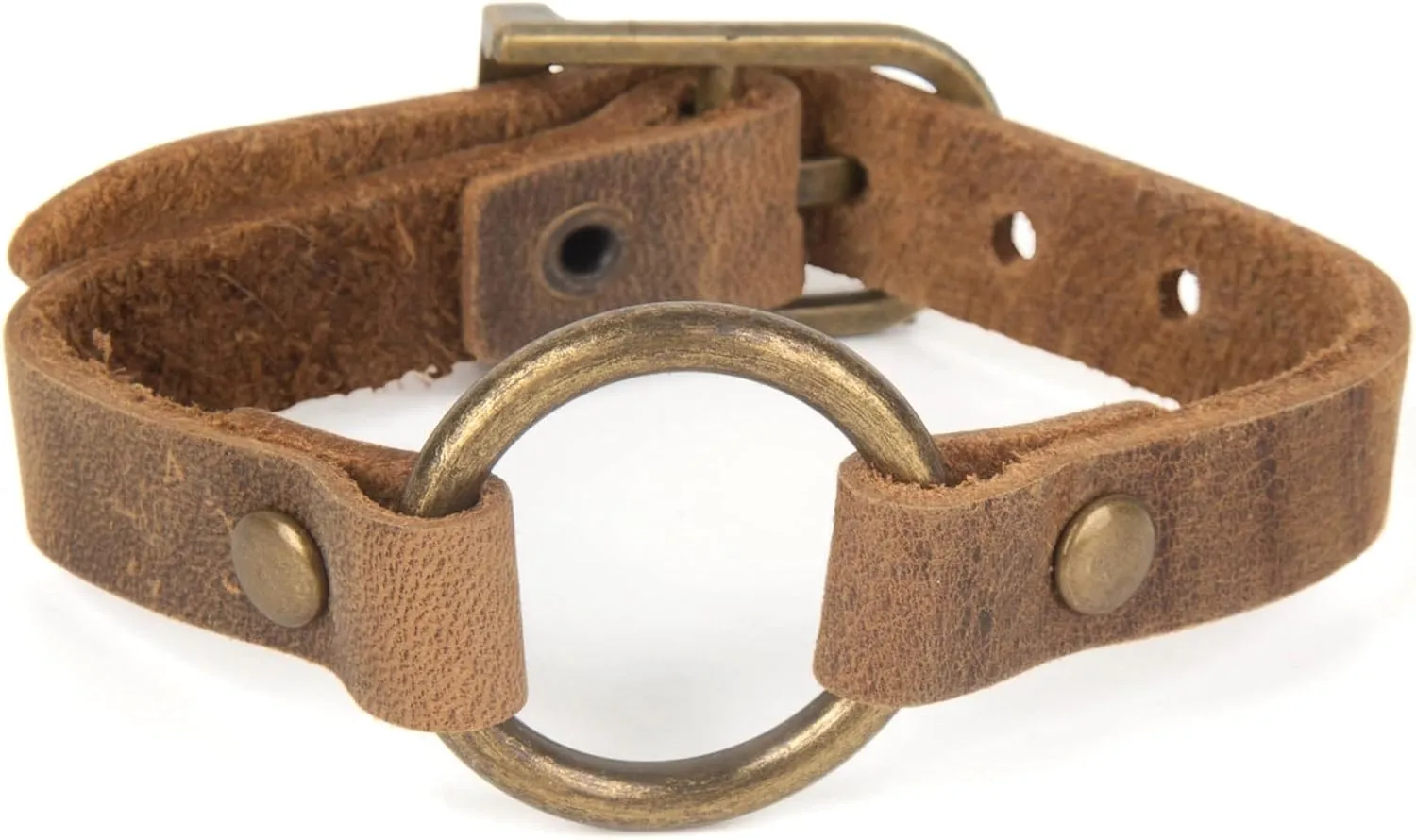 SPUNKYsoul Buckle or 5 Wrap Leather Circle Bracelet - Adjustable Boho-Inspired Leather Bracelet for Women & Men, Unique Distressed Jewelry with Symbolic Circle, Ideal for Everyday Wear & Gifting