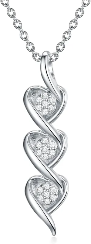 Sterling Silver 1/5 cttw Natural Diamonds Heart Necklace for Women,Diamond Heart Jewelry Gift for women,girlfriend(I2-I3 Clarity)