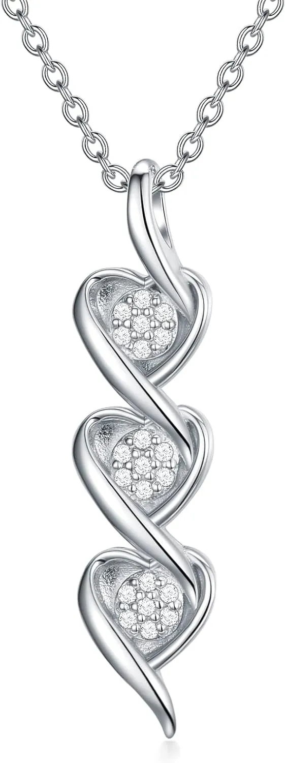 Sterling Silver 1/5 cttw Natural Diamonds Heart Necklace for Women,Diamond Heart Jewelry Gift for women,girlfriend(I2-I3 Clarity)