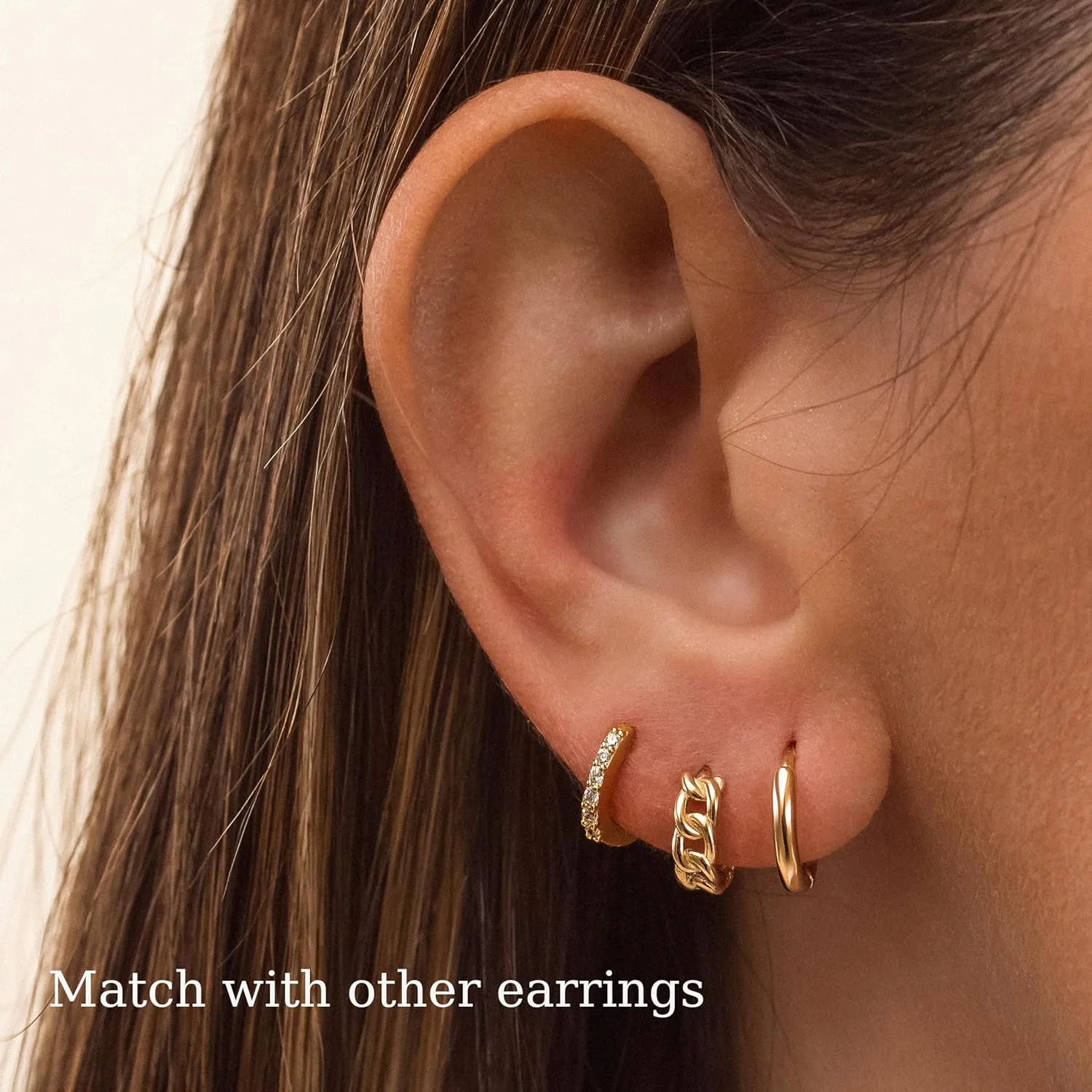 Stud Earrings for Women,Dainty Gold Earrings 14k Gold Plated Cartilage Earring Set Hypoallergenic CZ Butterfly Heart Earrings Trendy Small Hoop Earrings Gold Jewelry for Women Gifts