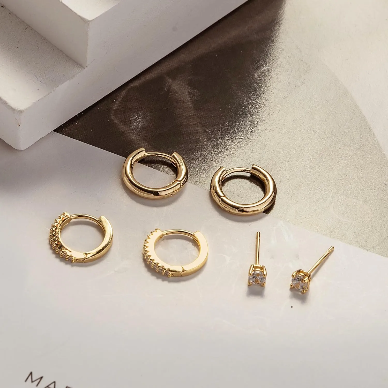 Stud Earrings for Women,Dainty Gold Earrings 14k Gold Plated Cartilage Earring Set Hypoallergenic CZ Butterfly Heart Earrings Trendy Small Hoop Earrings Gold Jewelry for Women Gifts
