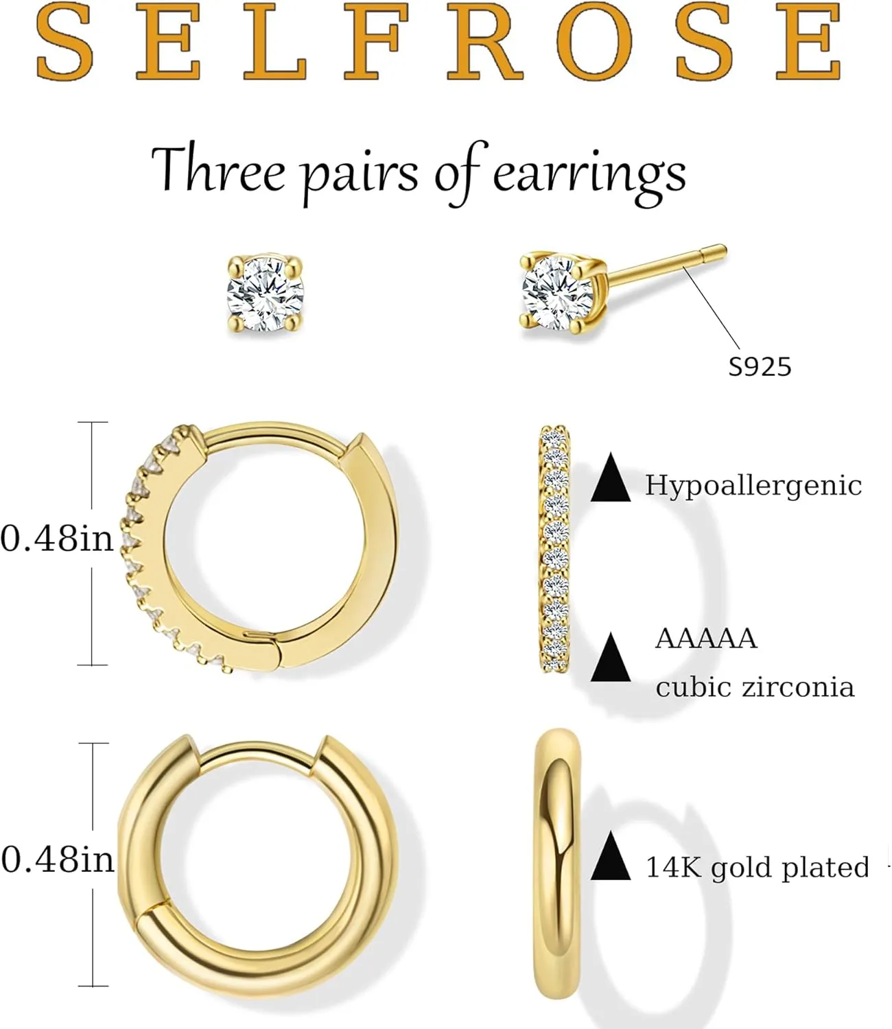 Stud Earrings for Women,Dainty Gold Earrings 14k Gold Plated Cartilage Earring Set Hypoallergenic CZ Butterfly Heart Earrings Trendy Small Hoop Earrings Gold Jewelry for Women Gifts