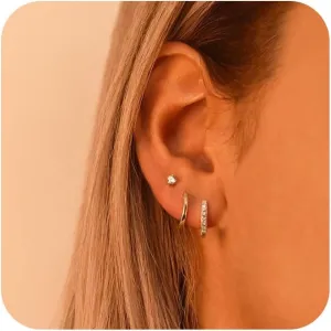Stud Earrings for Women,Dainty Gold Earrings 14k Gold Plated Cartilage Earring Set Hypoallergenic CZ Butterfly Heart Earrings Trendy Small Hoop Earrings Gold Jewelry for Women Gifts