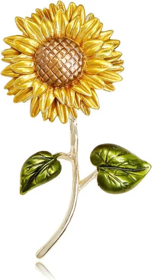 Sunflower Flower Brooch for Women Elegant Enamel Art Brooch Charm Plant Brooch Pin Gold Plated Lapel Pin Clothing Accessory Wedding Fashion Jewelry