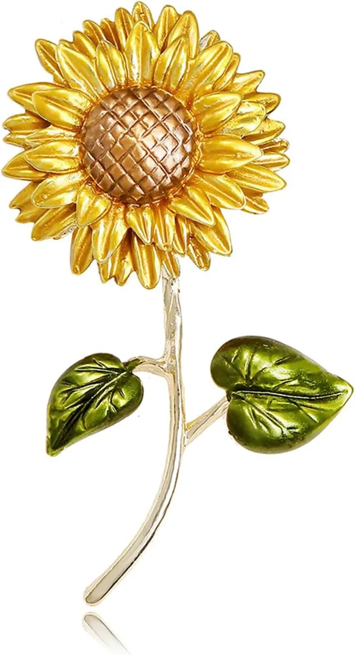 Sunflower Flower Brooch for Women Elegant Enamel Art Brooch Charm Plant Brooch Pin Gold Plated Lapel Pin Clothing Accessory Wedding Fashion Jewelry