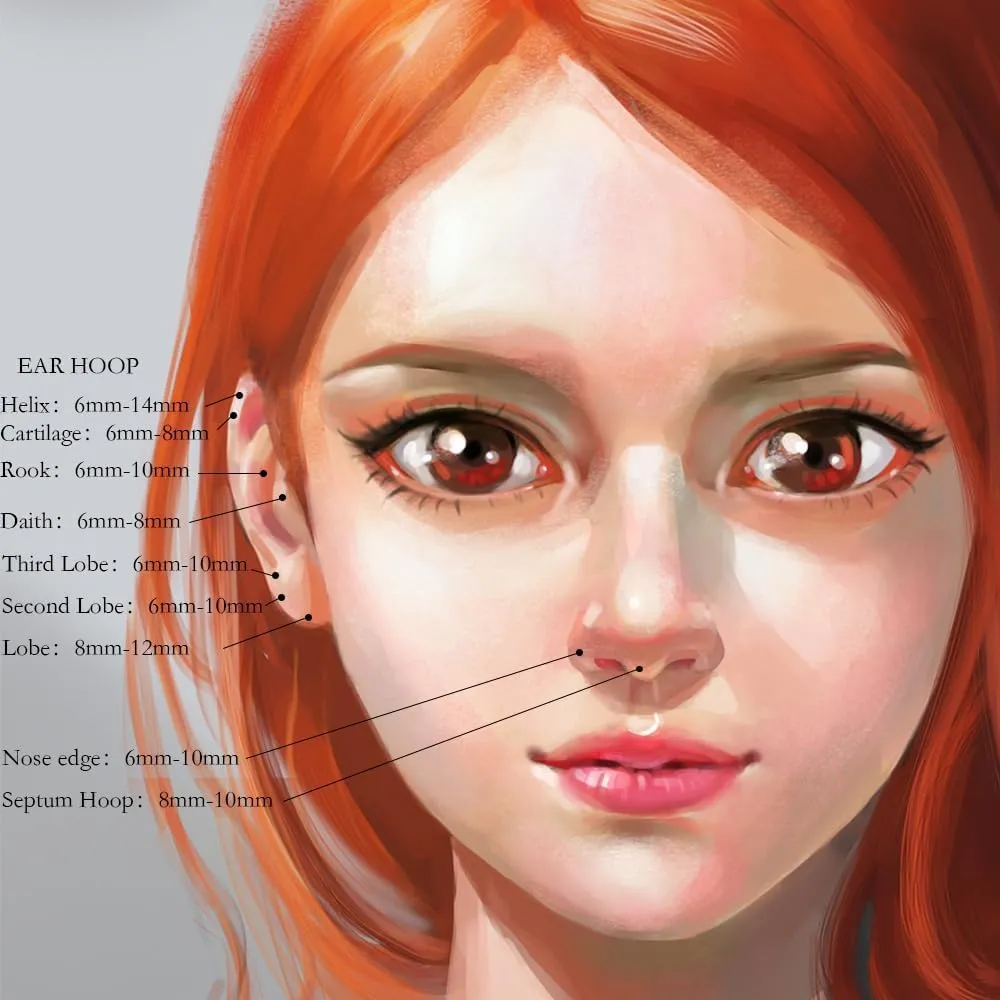Surgical Stainless Steel Septum rings Gold plated Hoop Helix Cartilage Nose Rings Daith earrings for women men | 16G/18G 6mm 8mm 10mm 12mm set Hinged Clicker Tragus Sleeper Earrings 4Pair/8PCS Lip Ring Hoop Piercing Jewelry for Women Men