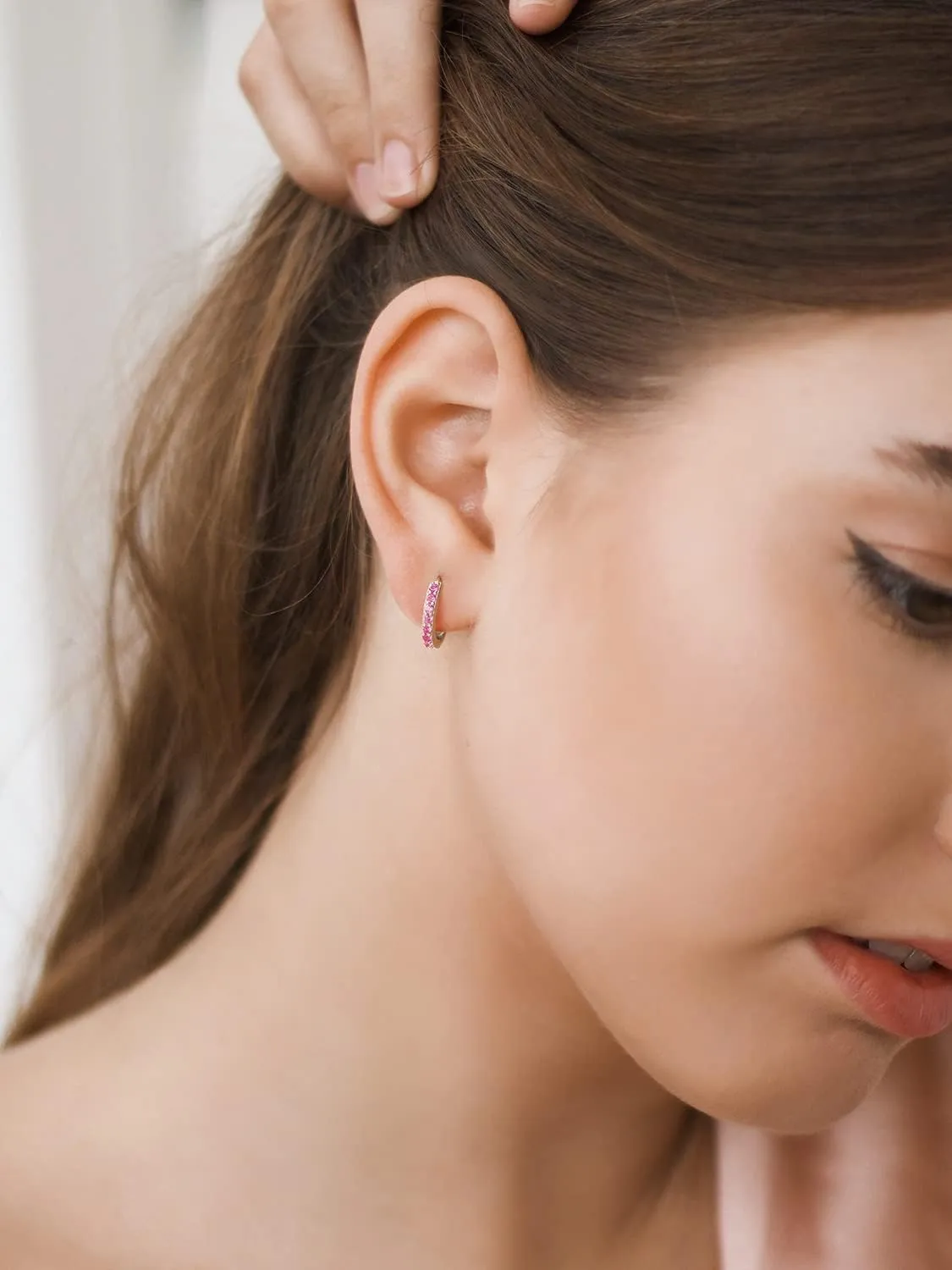 SWEETV 925 Sterling Silver Huggie Hoop Earrings for Women Girls-Tiny Small Cartilage Hoop Earring