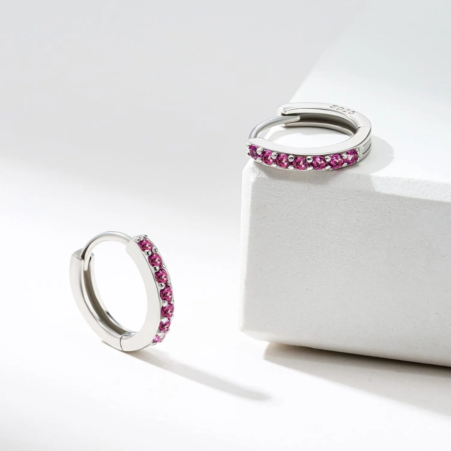 SWEETV 925 Sterling Silver Huggie Hoop Earrings for Women Girls-Tiny Small Cartilage Hoop Earring