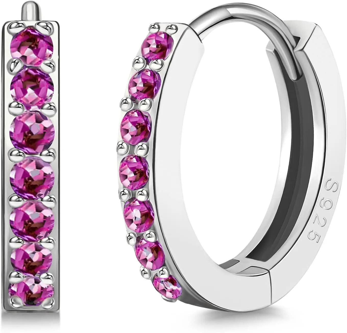 SWEETV 925 Sterling Silver Huggie Hoop Earrings for Women Girls-Tiny Small Cartilage Hoop Earring