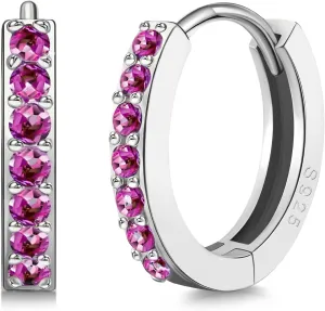 SWEETV 925 Sterling Silver Huggie Hoop Earrings for Women Girls-Tiny Small Cartilage Hoop Earring