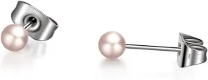 TGNEL Titanium Studs Earrings White/Pink Pearl Earrings for Women, Round Ball Hypoallergenic Earrings for Sensitive Ears 4-8mm
